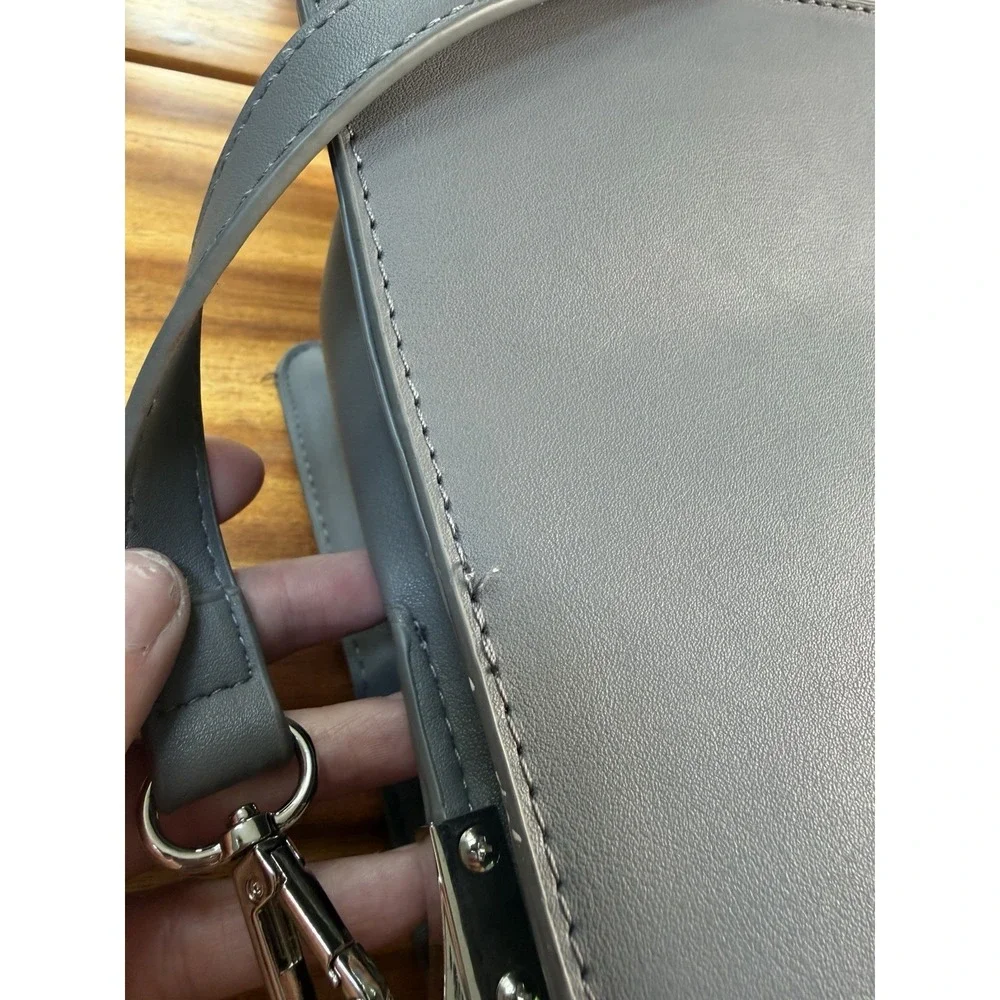 Steve Madden Gray Crossbody Purse Satchel Shoulder Bag Silver Hardware Veg